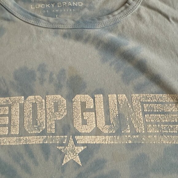 Top Gun Tie-Dye T-Shirt By Lucky Brand Light Blue L Cotton Blend Mens - Picture 3 of 4